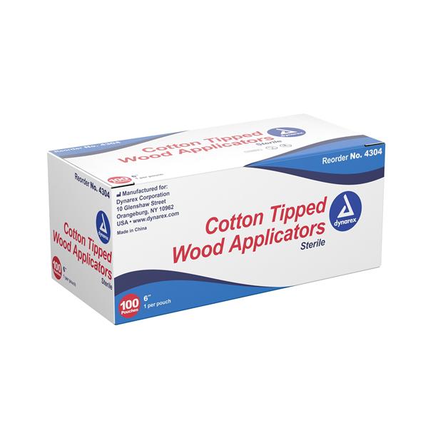Applicator Cotton Tip Sterile 6 in Secure Wooden Stem 100/Bx, 10 BX/CA